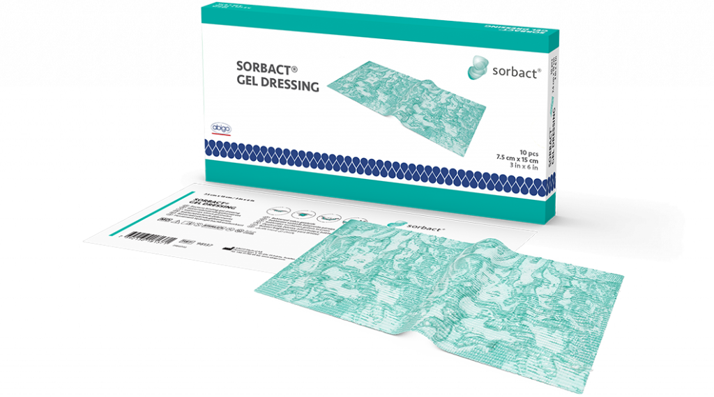 Sorbact Gel Dressing single product with primary and secondary product packaging