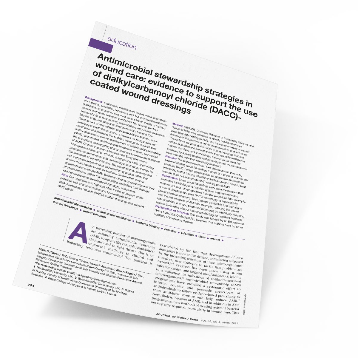 Journal of Wound Care “Antimicrobial Stewardship strategies in wound